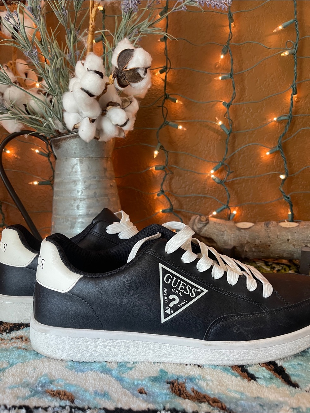 GUESS Black and White Low-Top Men's Sneakers